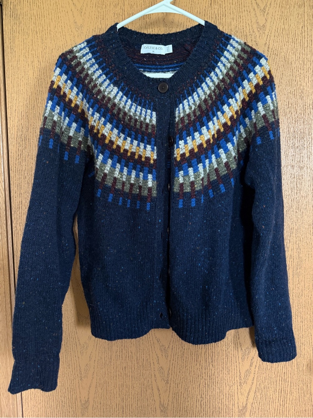 Women’s Celtic and Co Navy Fair Isle Wool Cardigan Sweater